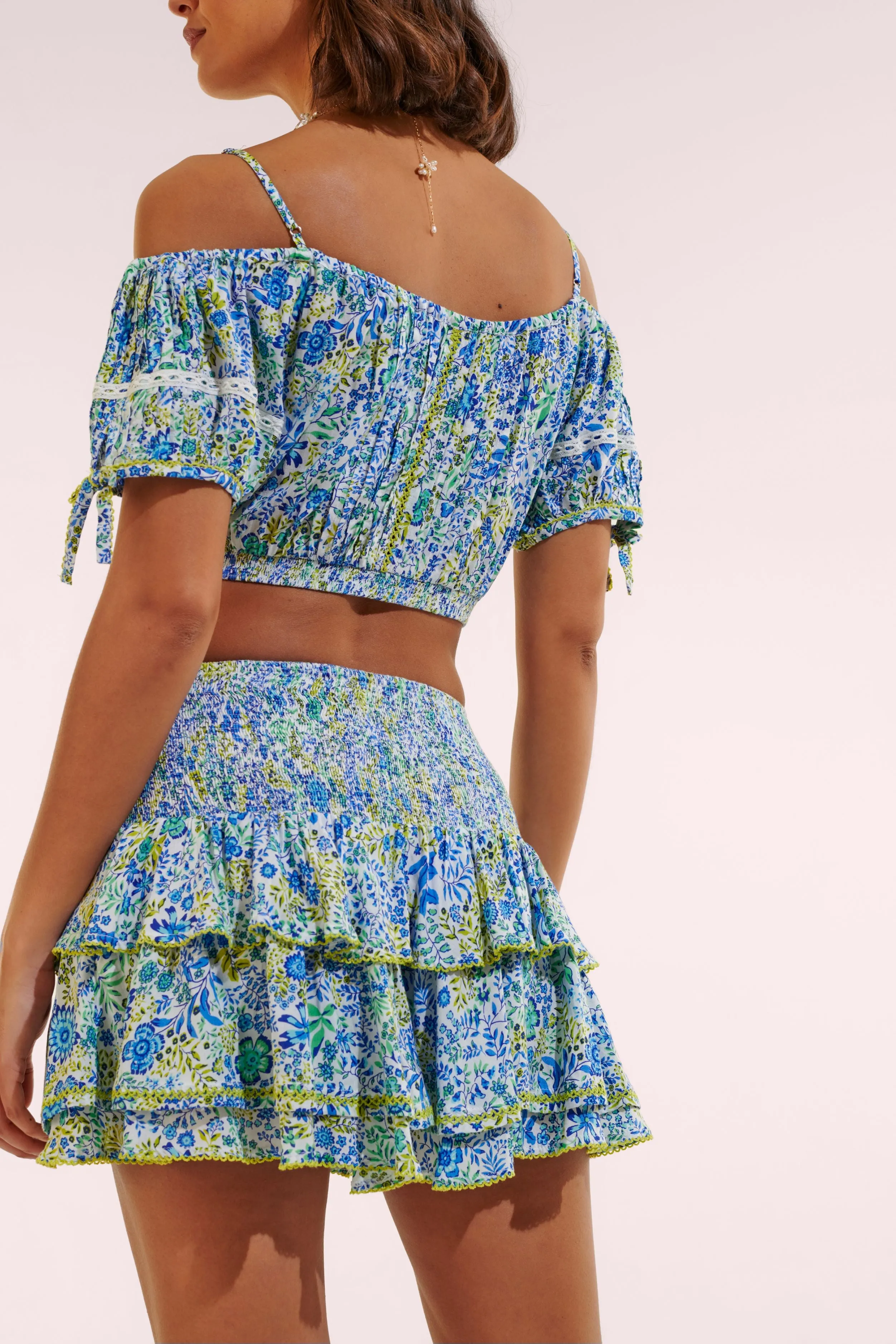 Mini Skirt Alizee - White Blue Nature sold by Poupette St Barth