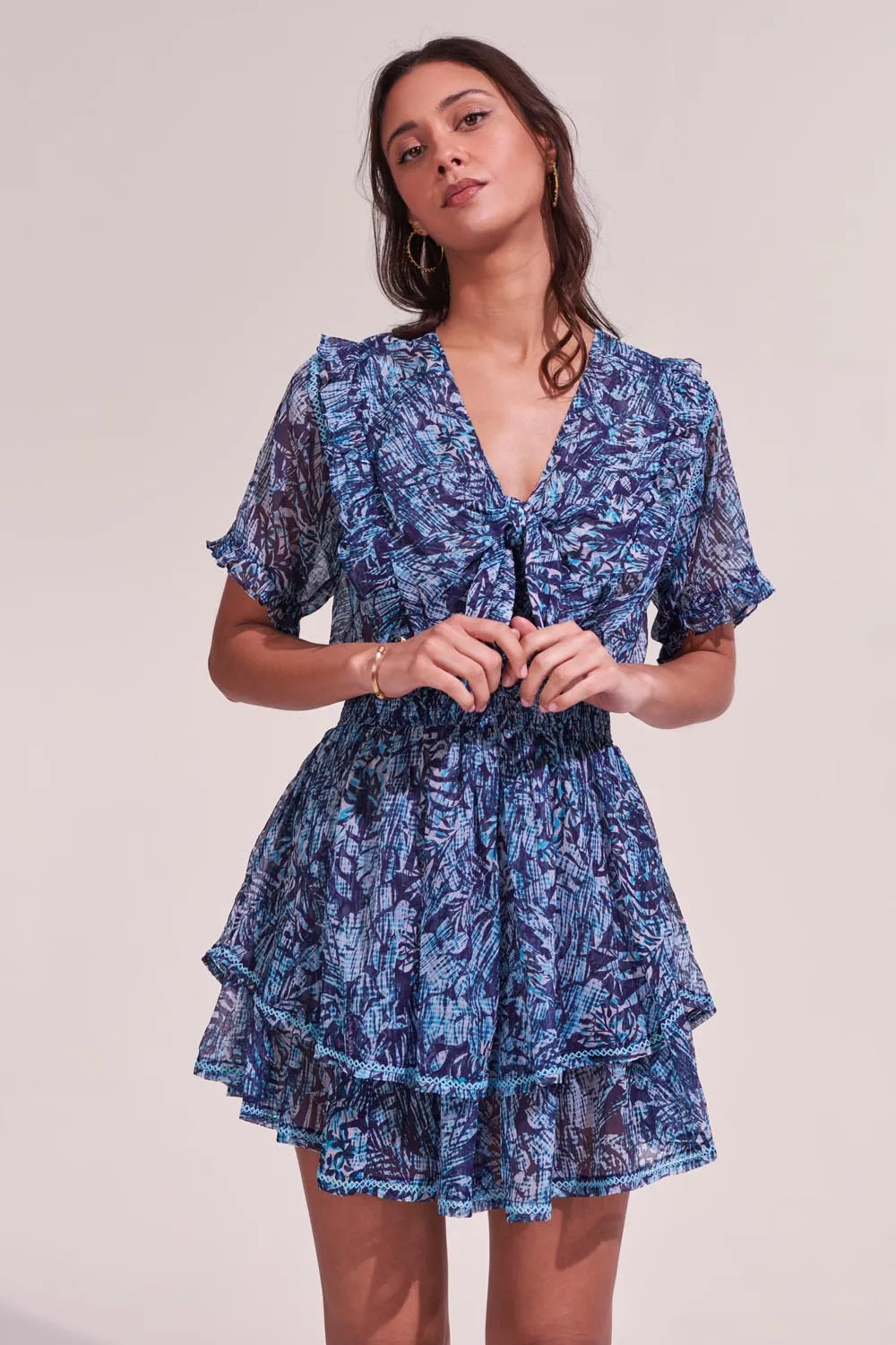 Mini Dress Alyson - Navy Tropical sold by Poupette St Barth