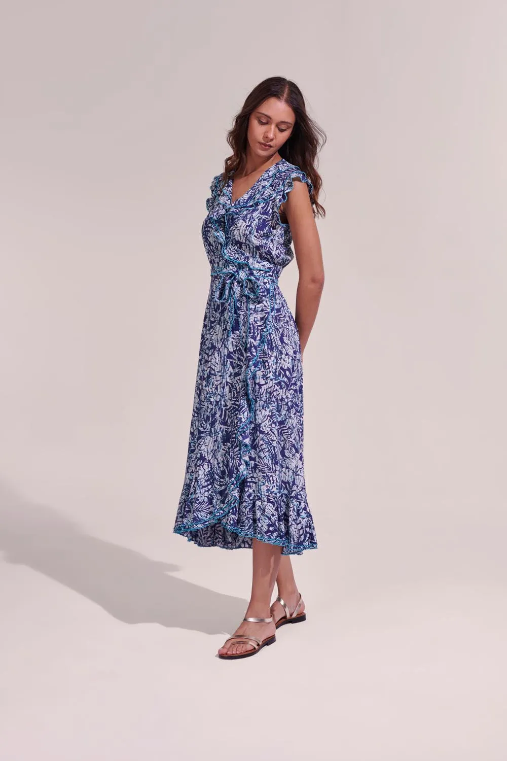 Midi Dress Aude - Navy Tropical sold by Poupette St Barth product image thumbnail 2