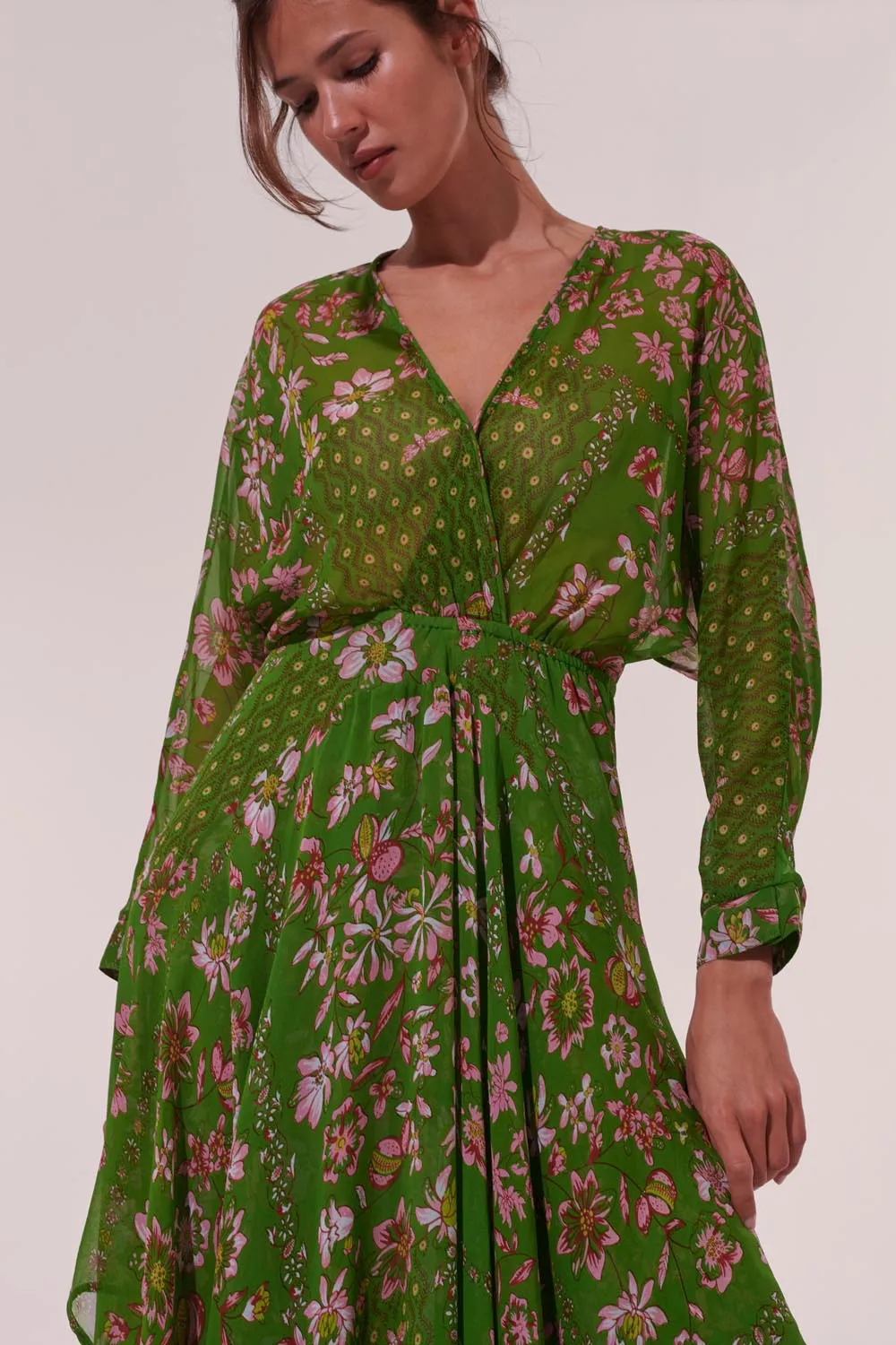 Long Dress Ilona - Green Botanique sold by Poupette St Barth