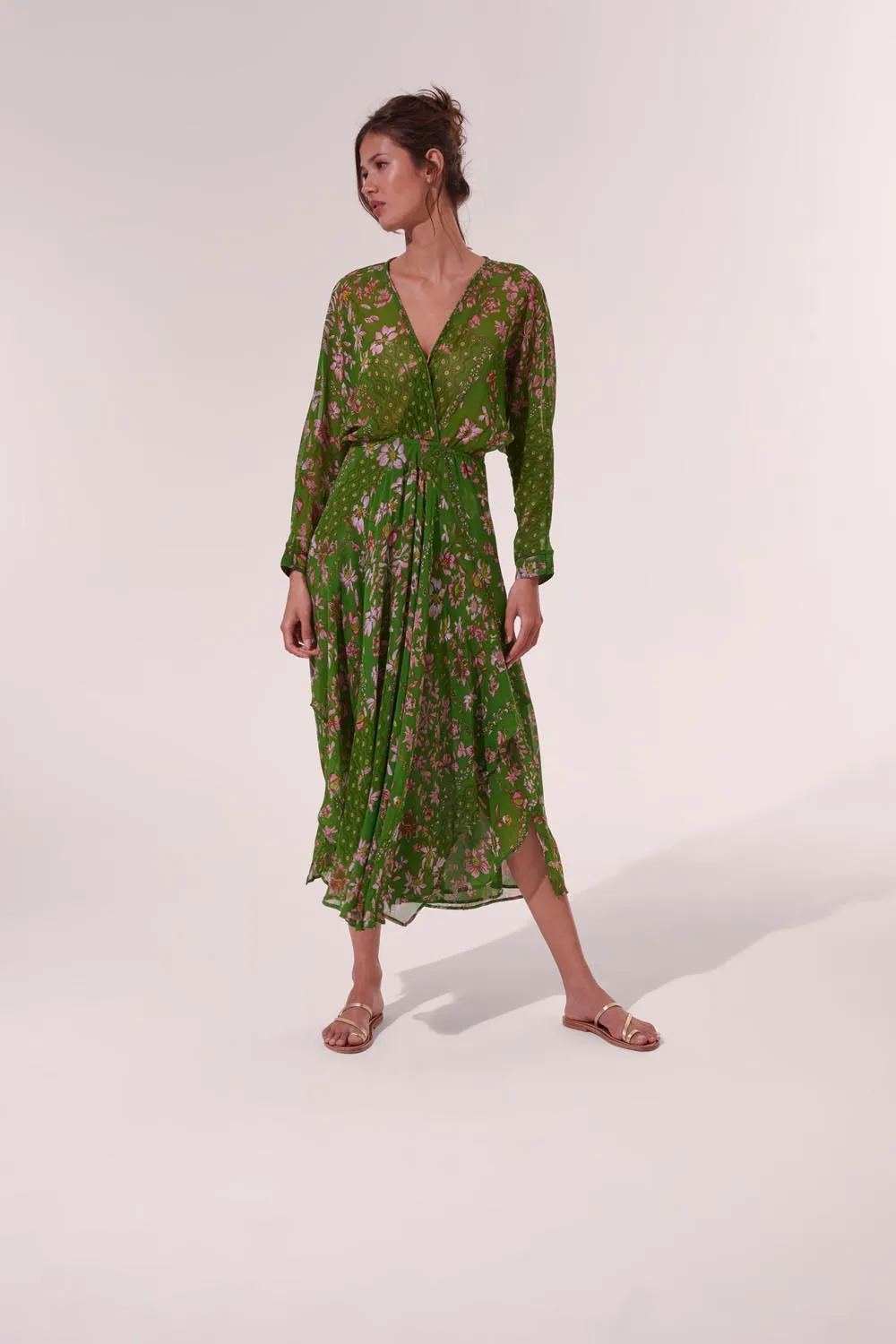 Long Dress Ilona - Green Botanique sold by Poupette St Barth product image thumbnail 2