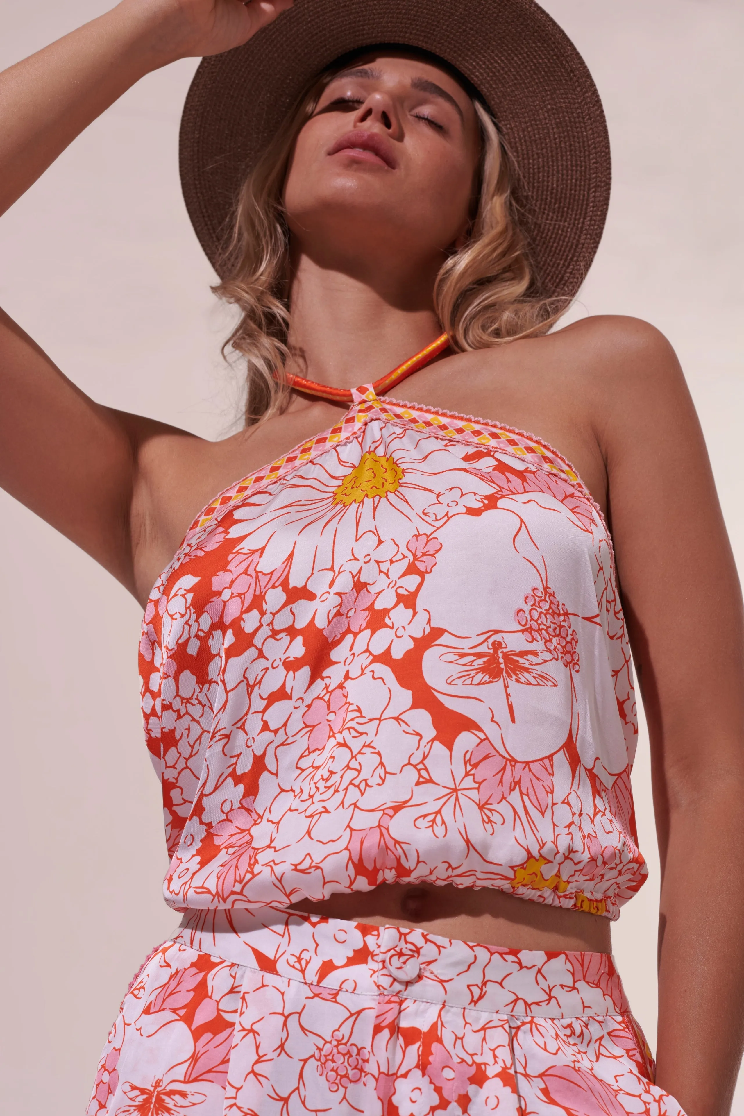 Short Isabelle - Orange Macro 70'S Garden sold by Poupette St Barth