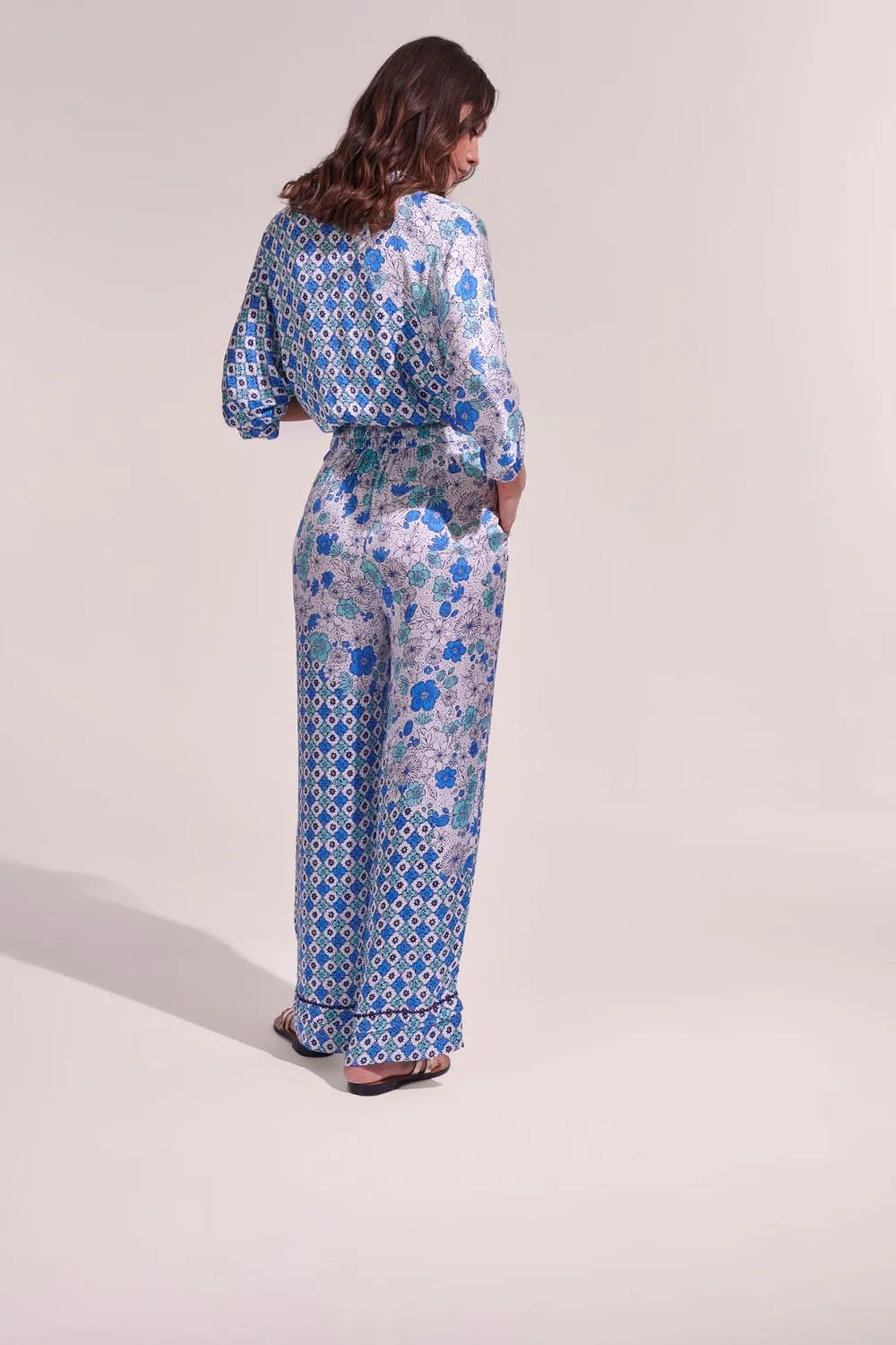 Pant Azia - White Green Diagonal Batik sold by Poupette St Barth product image thumbnail 3