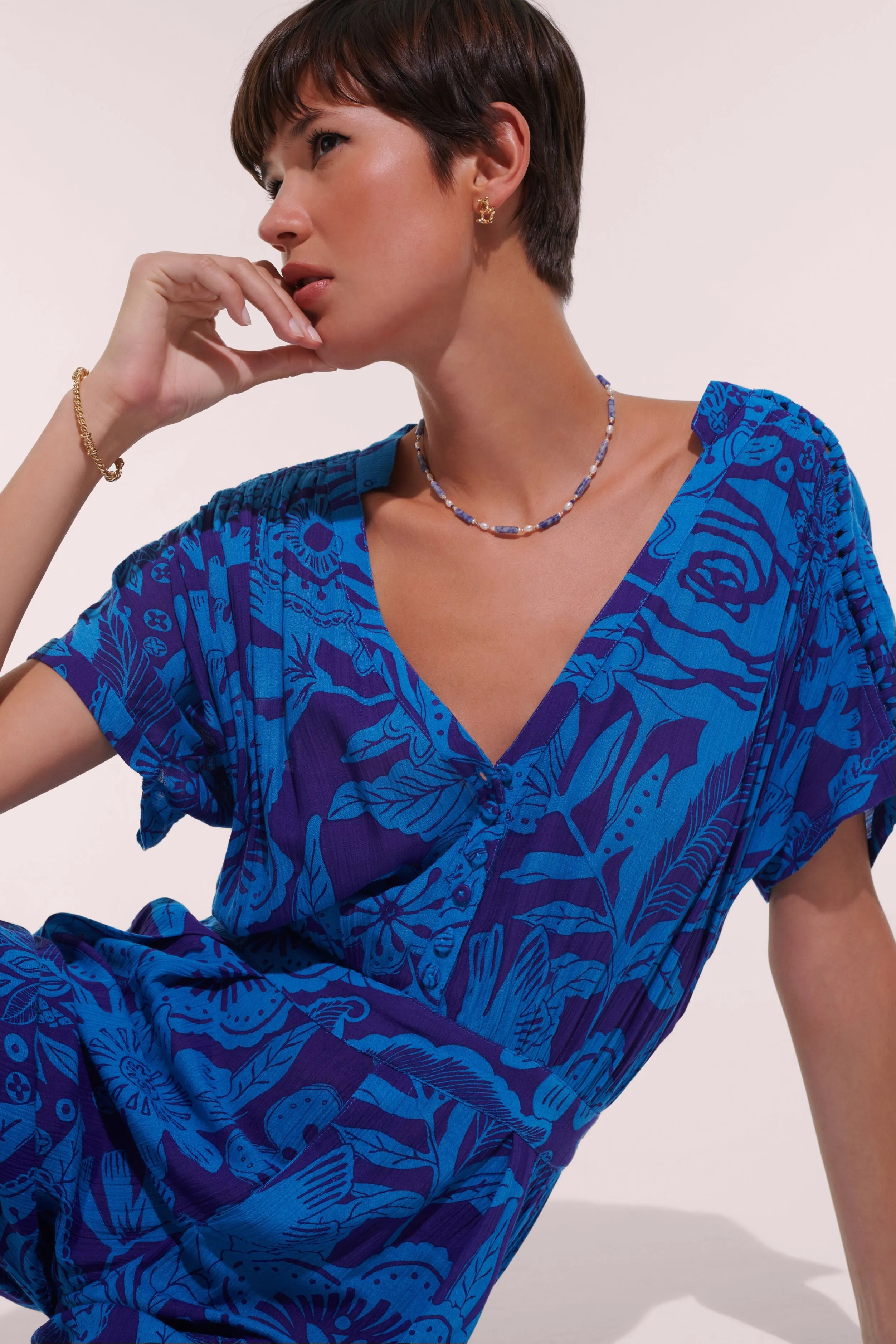 Long Jumpsuit Becky - Blue Gauguin sold by Poupette St Barth product image thumbnail 2