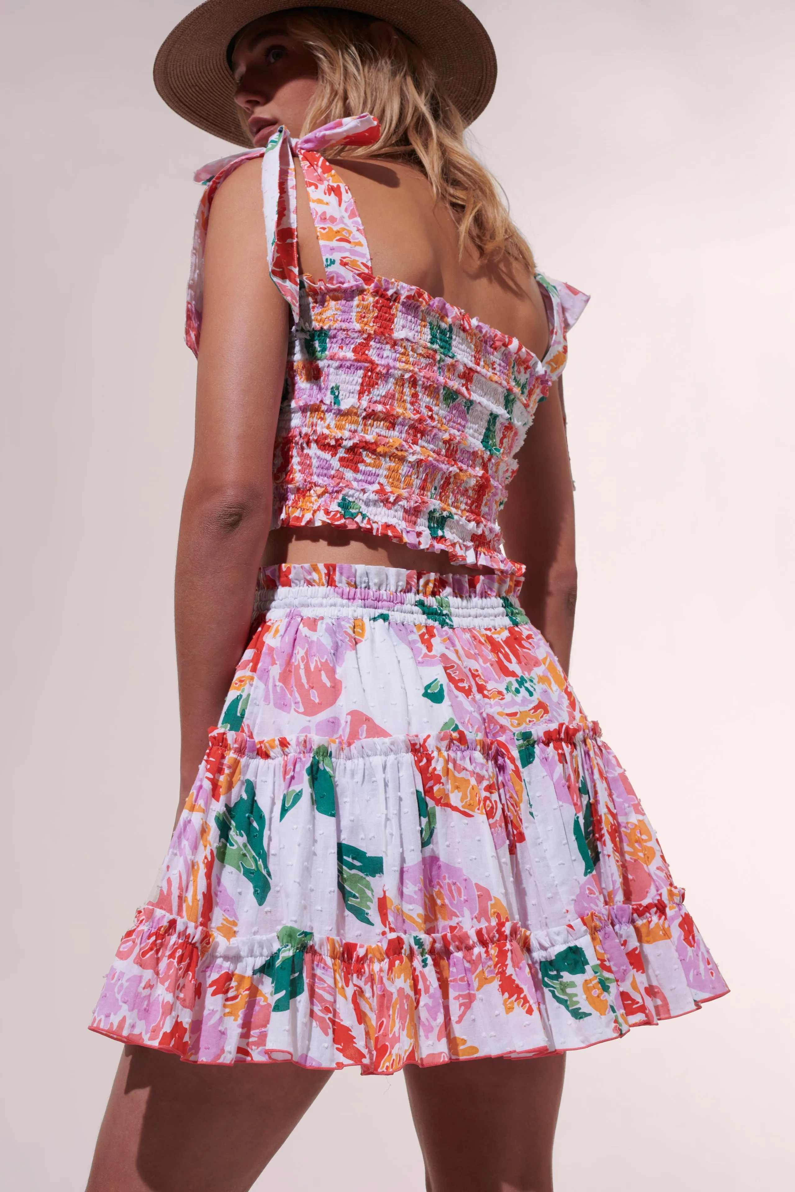 Mini Skirt Clara - Orange Macro Peony sold by Poupette St Barth