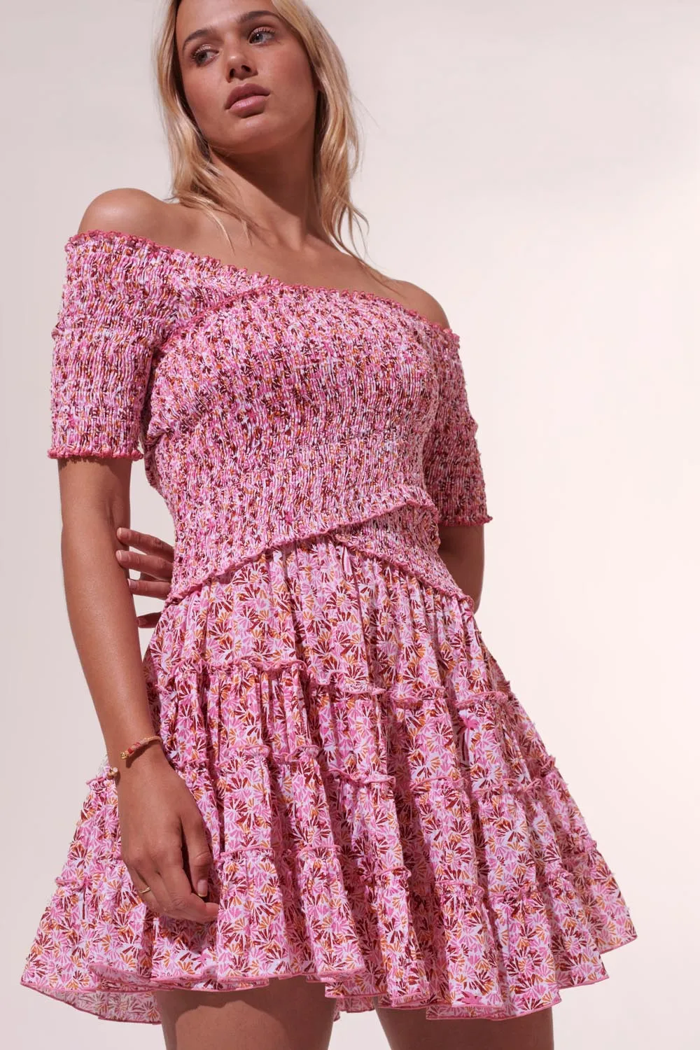 Mini Dress Soledad - Pink Damask sold by Poupette St Barth