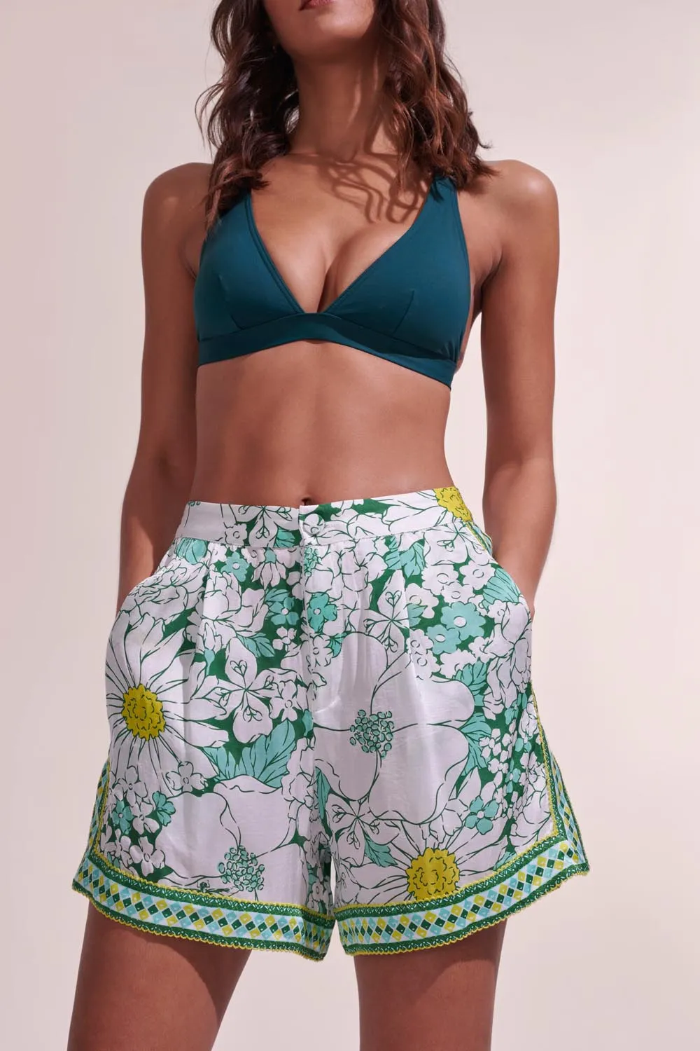 Short Isabelle - Green Macro 70'S Garden sold by Poupette St Barth