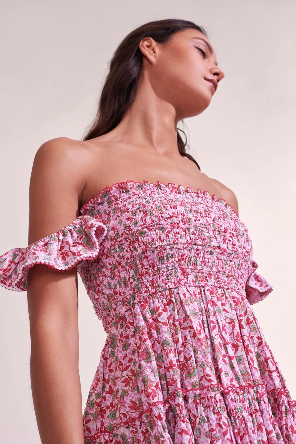 Mini Dress Aurora - Pink Blossom sold by Poupette St Barth