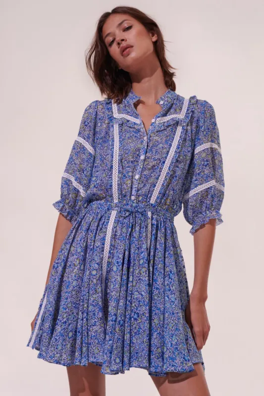 Mini Dress Amanda - Blue Mayflower sold by Poupette St Barth