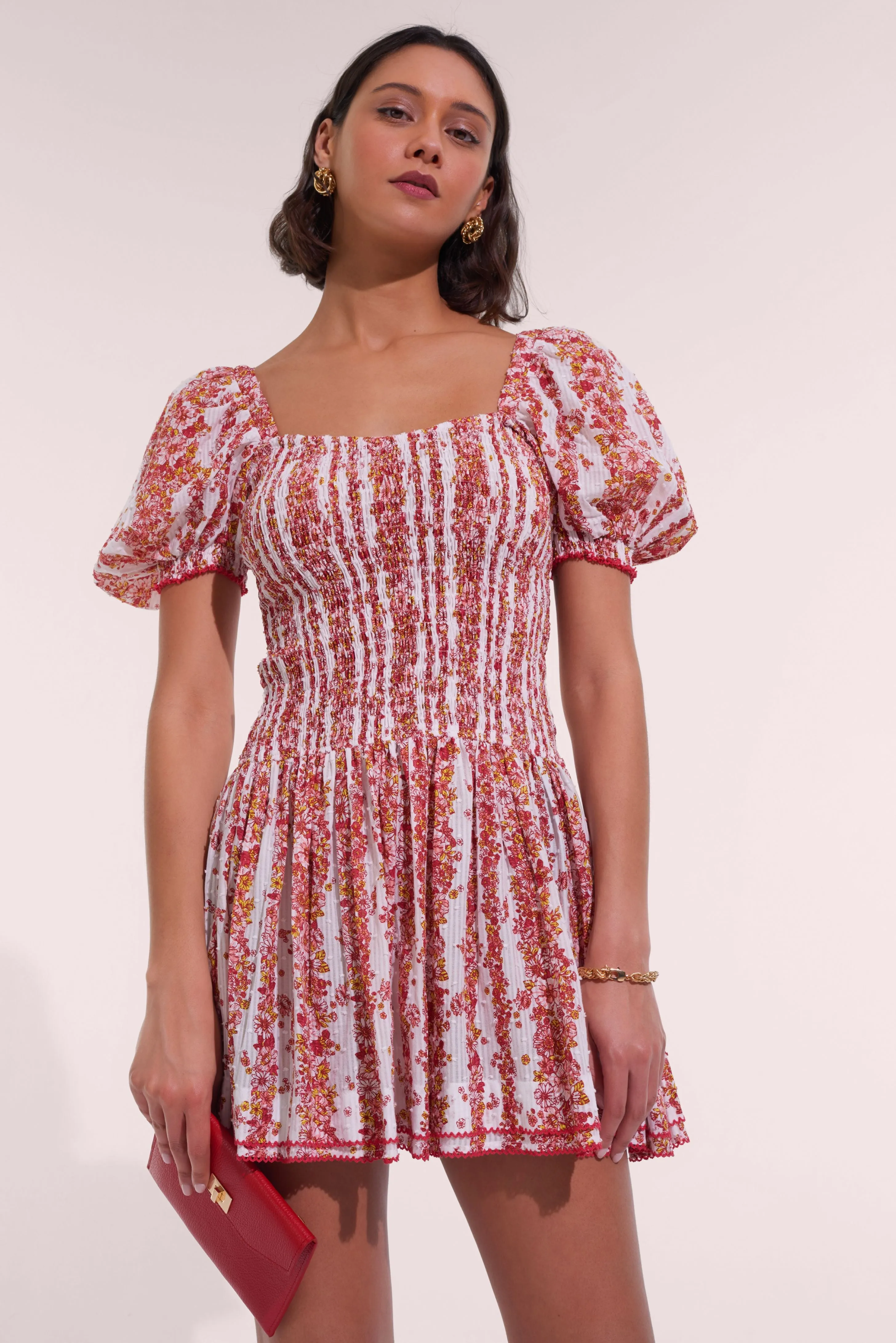 Mini Dress Bertha - Pink Waves Flowers sold by Poupette St Barth product image thumbnail 2