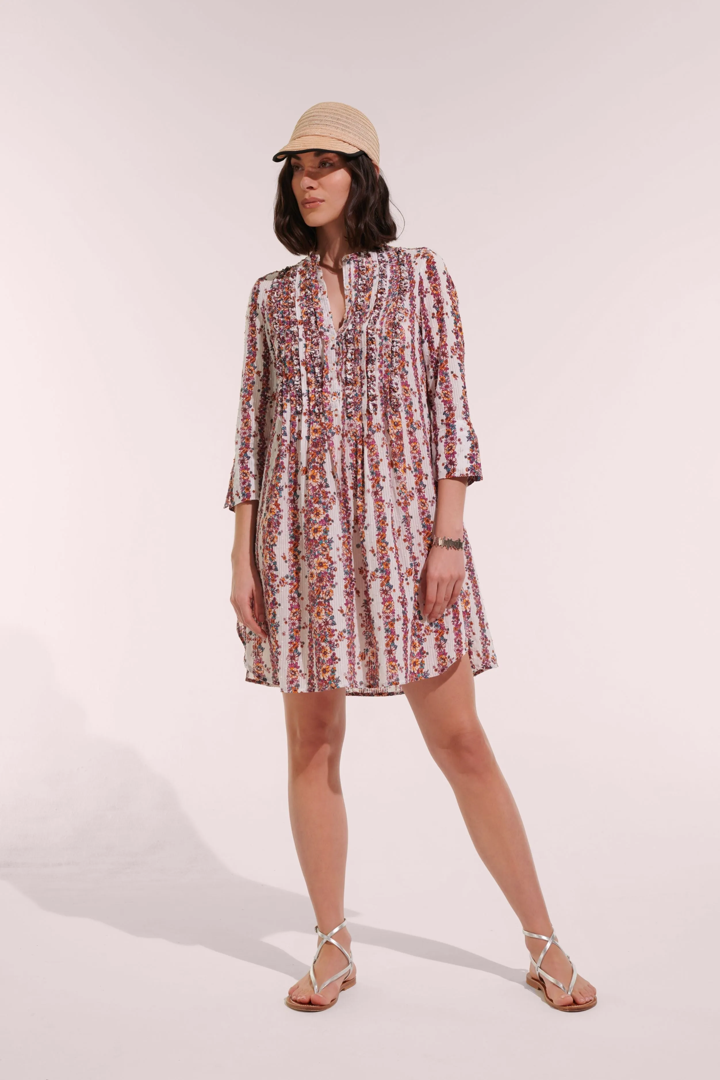 Mini Dress Bea - Lavender Waves Flowers sold by Poupette St Barth product image thumbnail 2