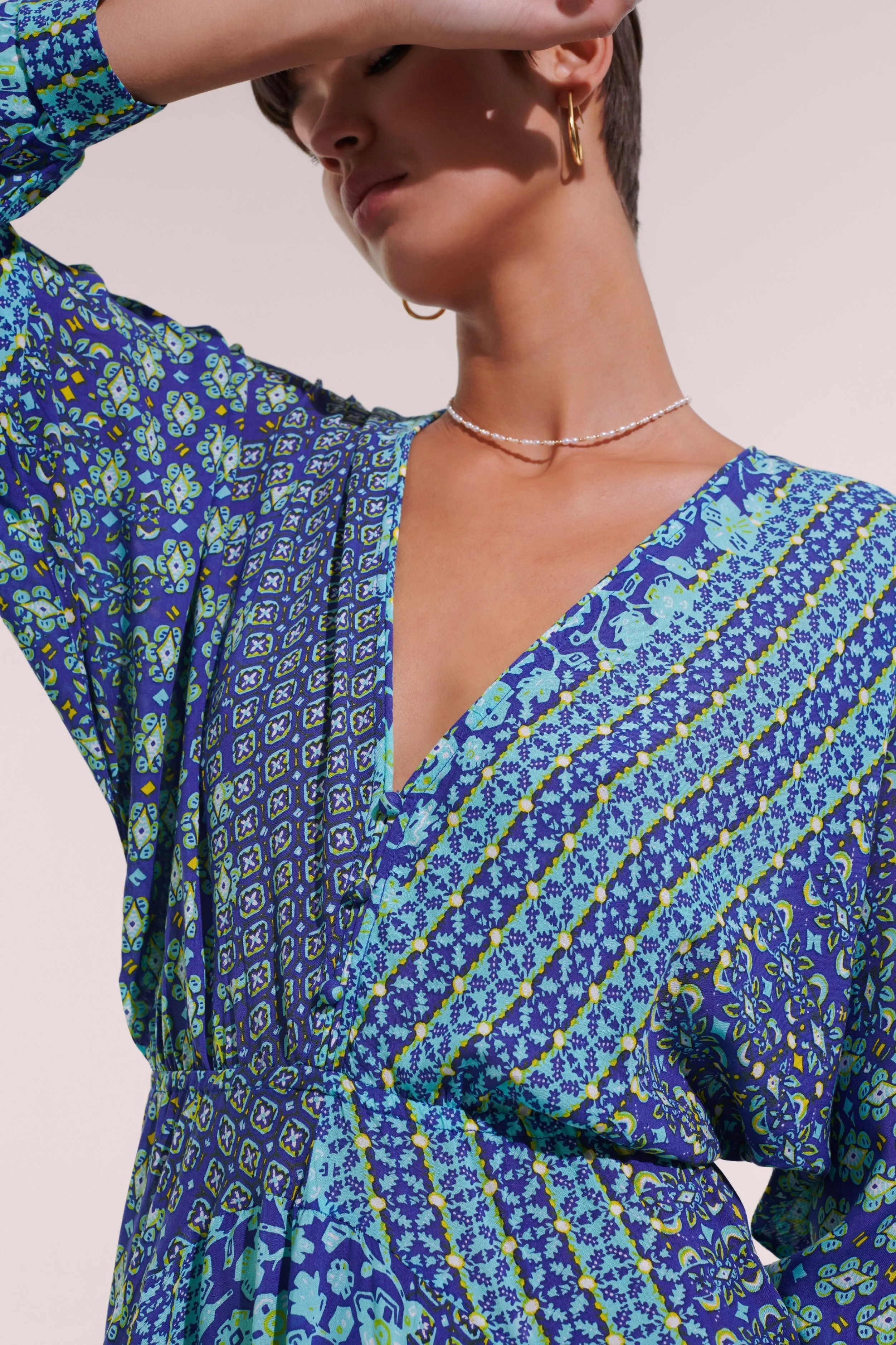 Long Dress Ilona - Blue Verti Batik sold by Poupette St Barth product image thumbnail 2