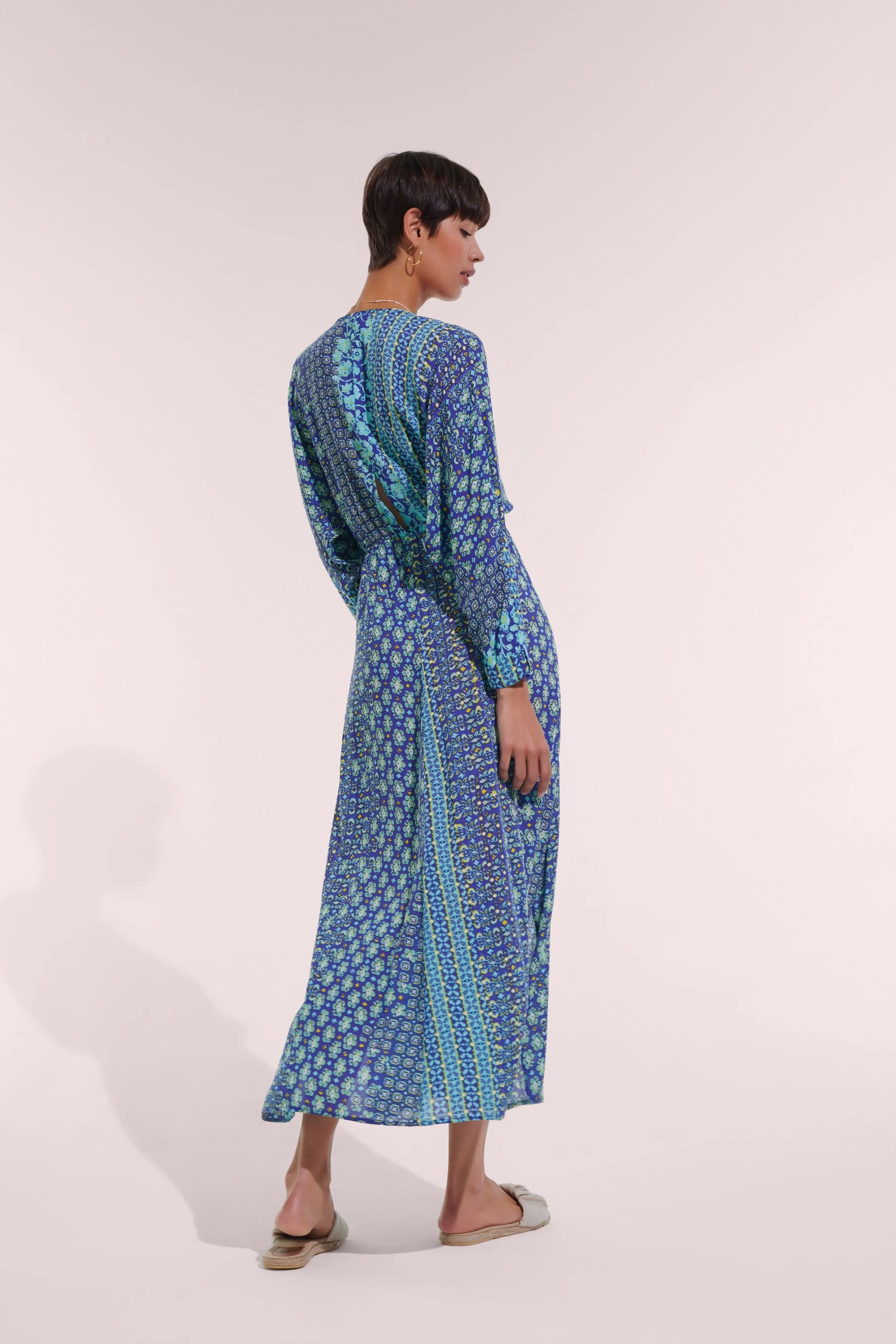Long Dress Ilona - Blue Verti Batik sold by Poupette St Barth product image thumbnail 3