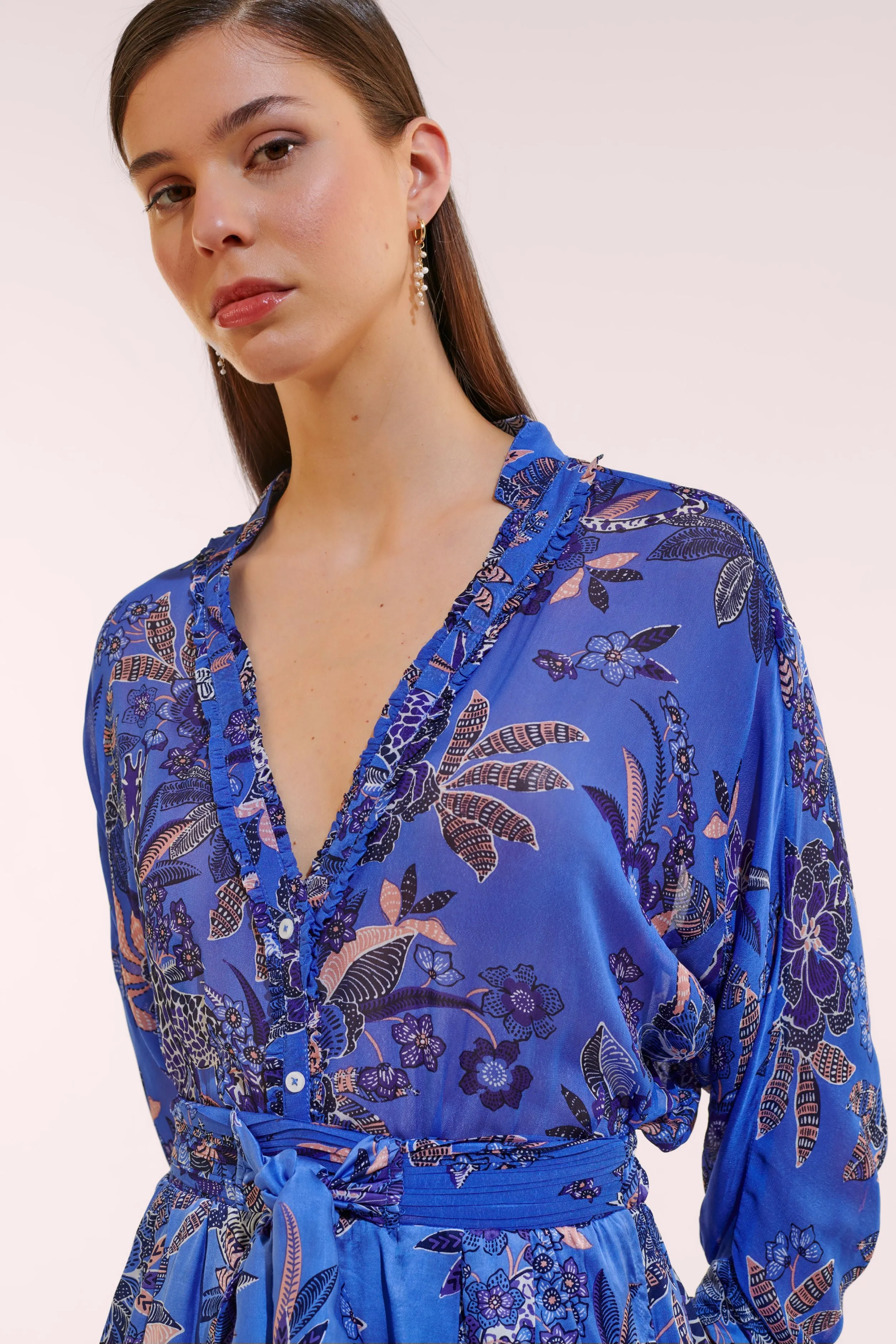 Short Jumpsuit Azia - Blue Leo Forest sold by Poupette St Barth product image thumbnail 3