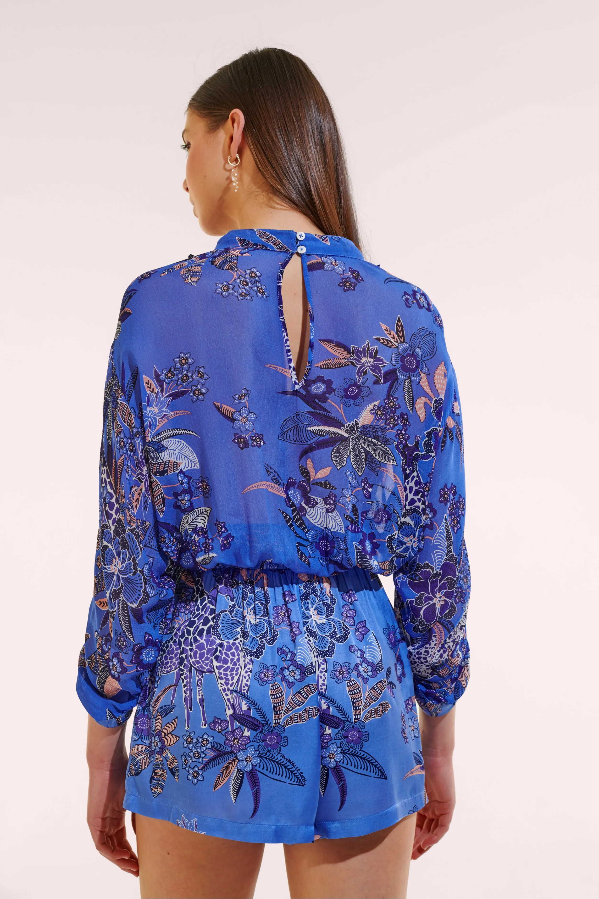 Short Jumpsuit Azia - Blue Leo Forest sold by Poupette St Barth product image thumbnail 2