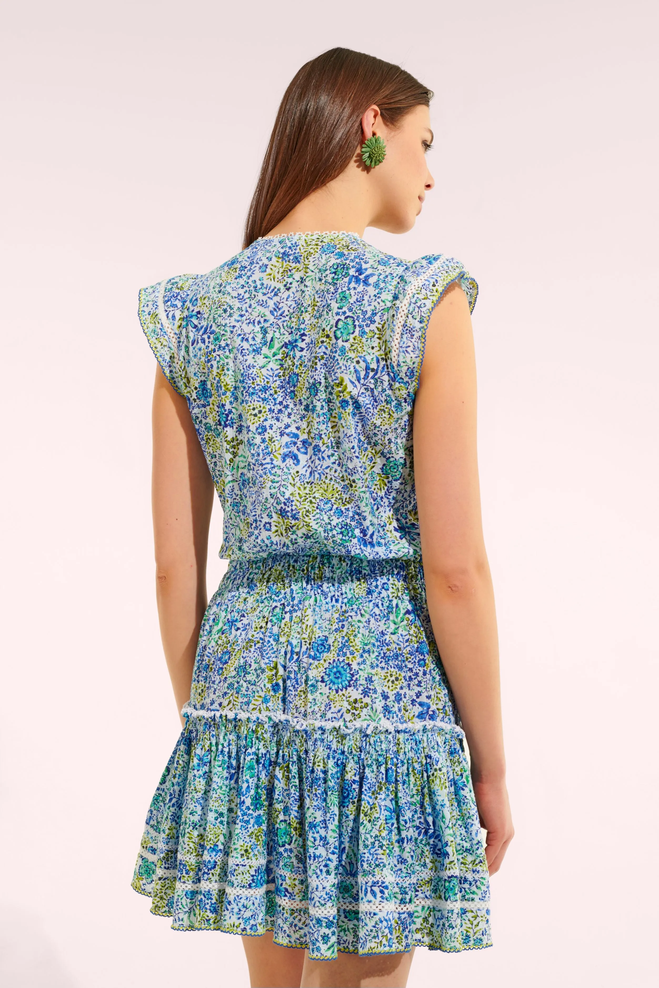 Mini Dress Anais - White Blue Nature sold by Poupette St Barth product image thumbnail 3