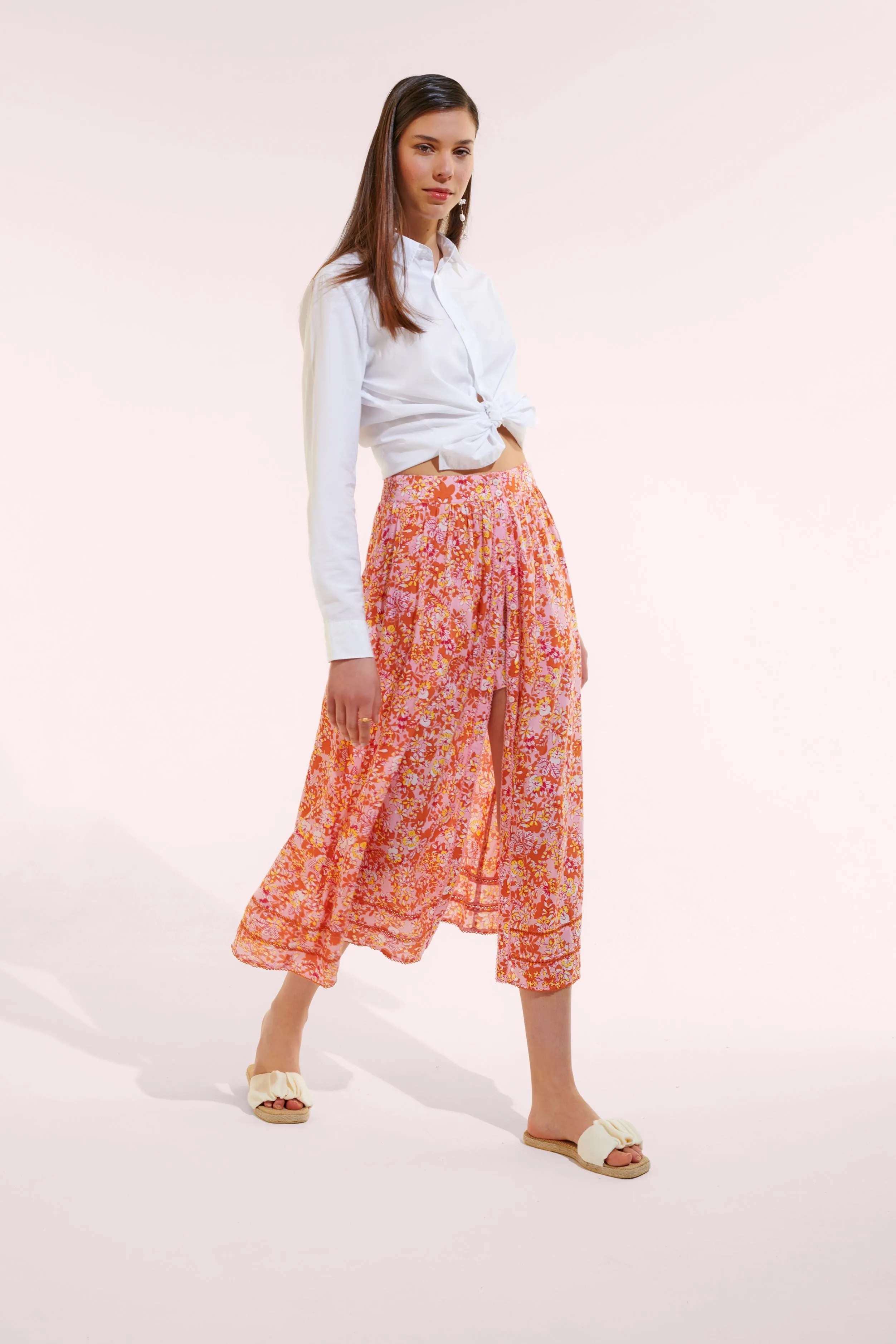Long Skirt Reine - Pink Sweet Bell sold by Poupette St Barth