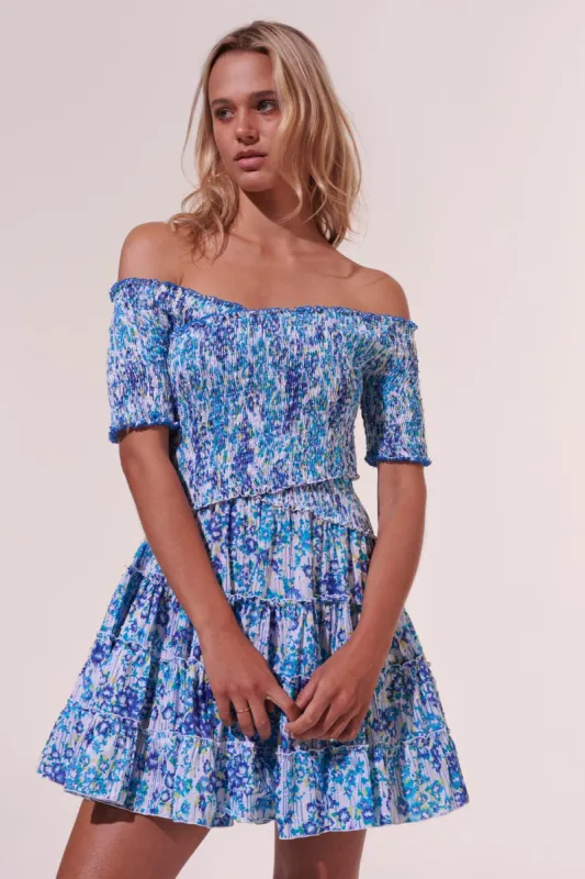Mini Dress Soledad - Blue Aquarelle sold by Poupette St Barth