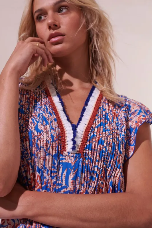 Mini Dress Sasha - Blue Tropical sold by Poupette St Barth