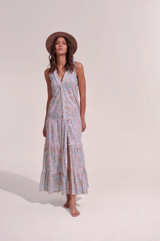 Long Dress Nana - Aqua Ceramique sold by Poupette St Barth