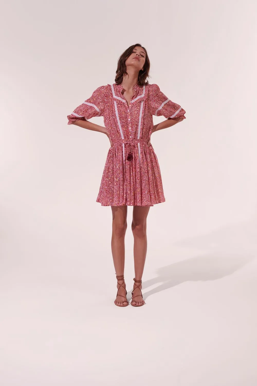 Mini Dress Amanda - Pink Mayflower sold by Poupette St Barth product image thumbnail 2