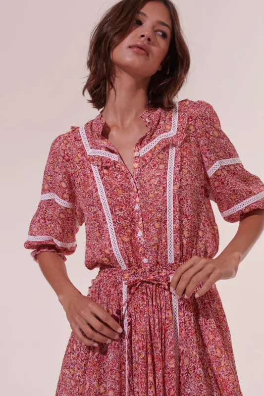 Mini Dress Amanda - Pink Mayflower sold by Poupette St Barth