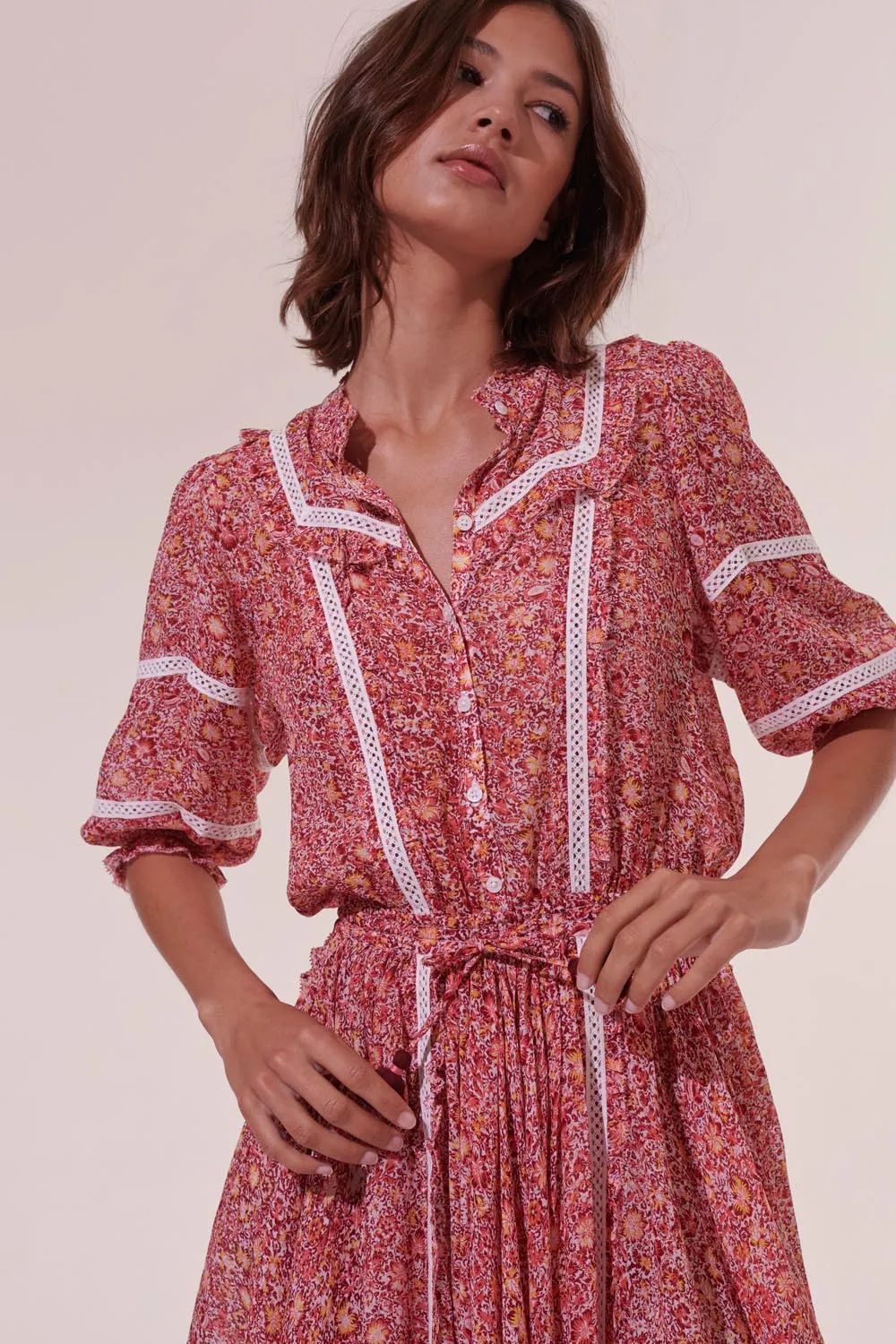 Mini Dress Amanda - Pink Mayflower sold by Poupette St Barth