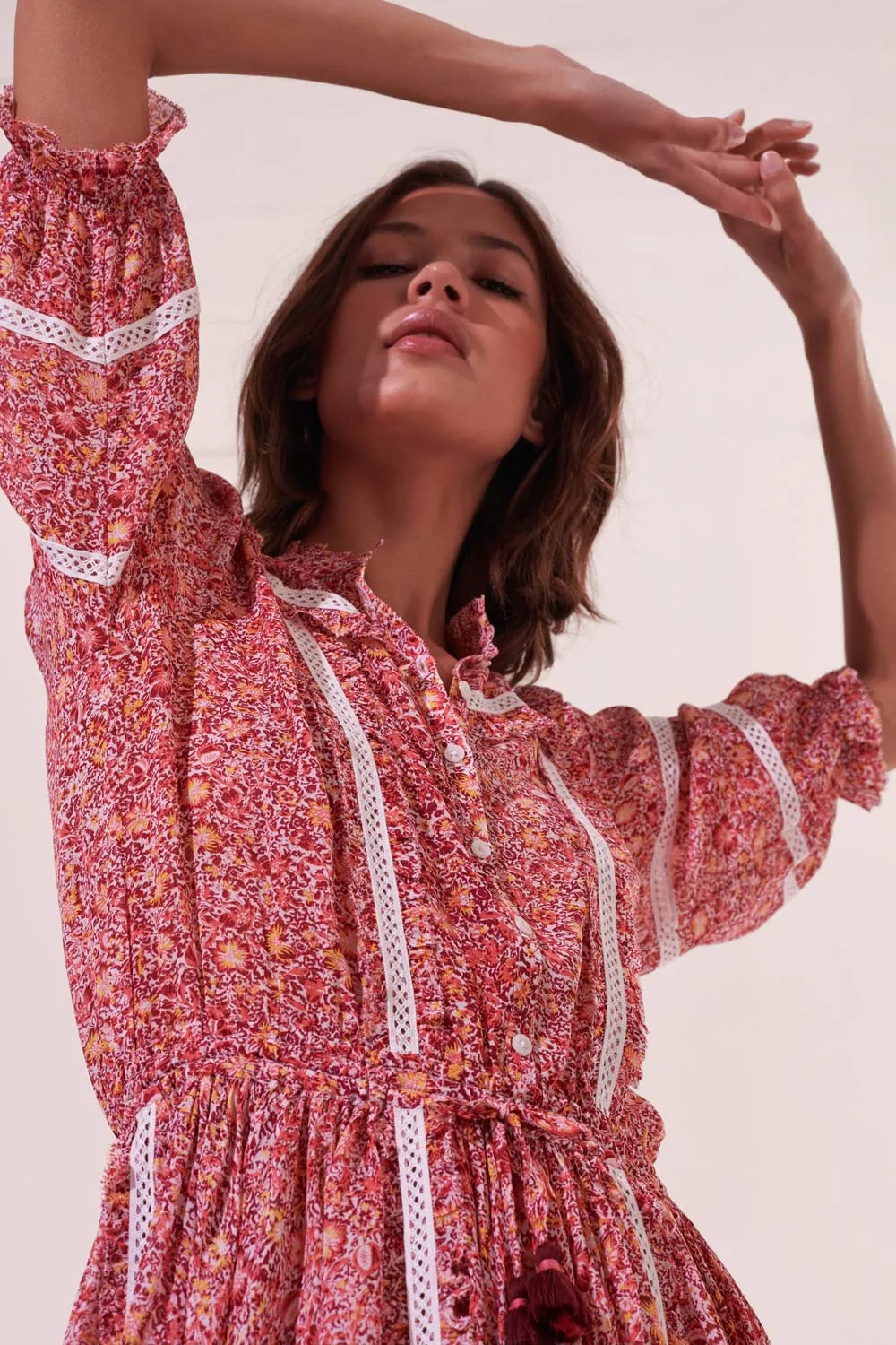 Mini Dress Amanda - Pink Mayflower sold by Poupette St Barth product image thumbnail 5