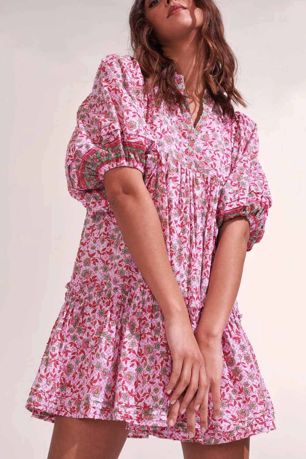 Mini Dress Aria - Pink Blossom sold by Poupette St Barth