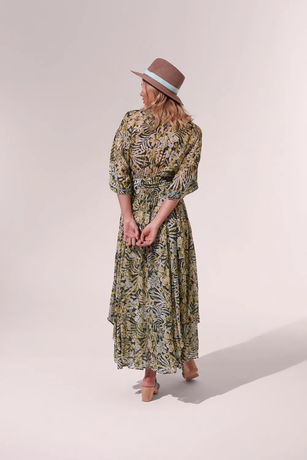 Long Dress Adha - Green Tropical sold by Poupette St Barth product image thumbnail 4