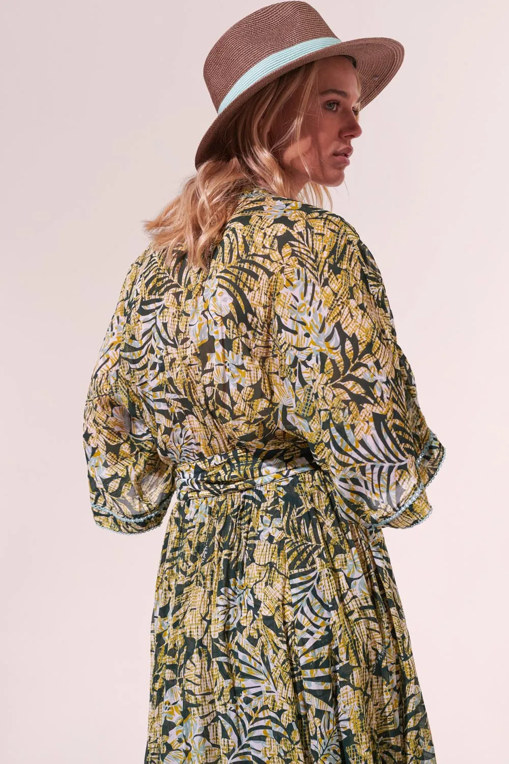 Long Dress Adha - Green Tropical sold by Poupette St Barth product image thumbnail 3