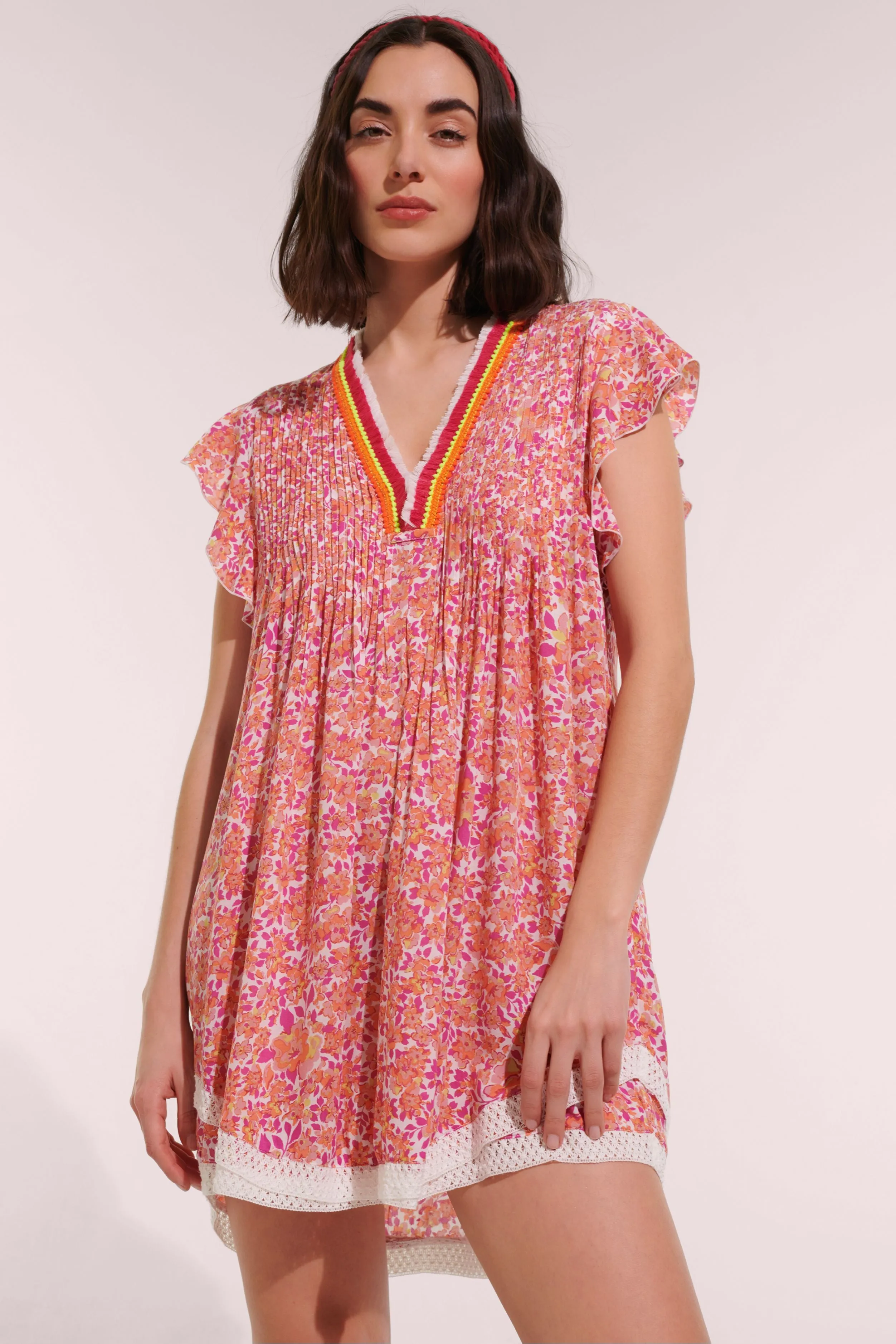 Mini Dress Sasha - Pink Net sold by Poupette St Barth