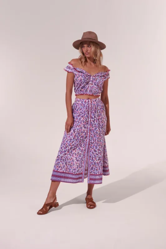 Midi Skirt Reine - Blue Blueberry sold by Poupette St Barth