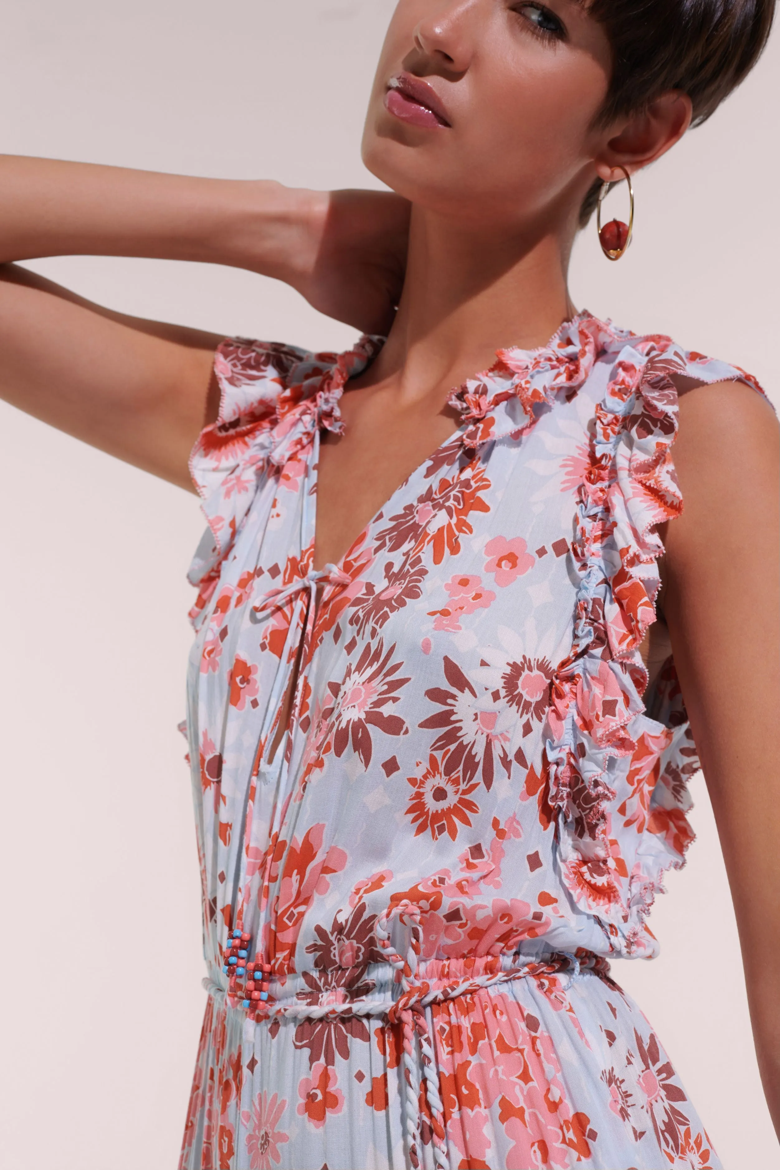 Long Jumpsuit Belene - Blue 90'S sold by Poupette St Barth product image thumbnail 3