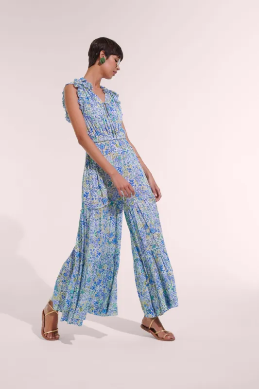 Long Jumpsuit Belene - White Blue Nature sold by Poupette St Barth