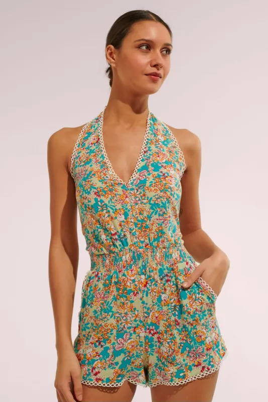Short Jumpsuit Beth - Green Sweet Bell sold by Poupette St Barth