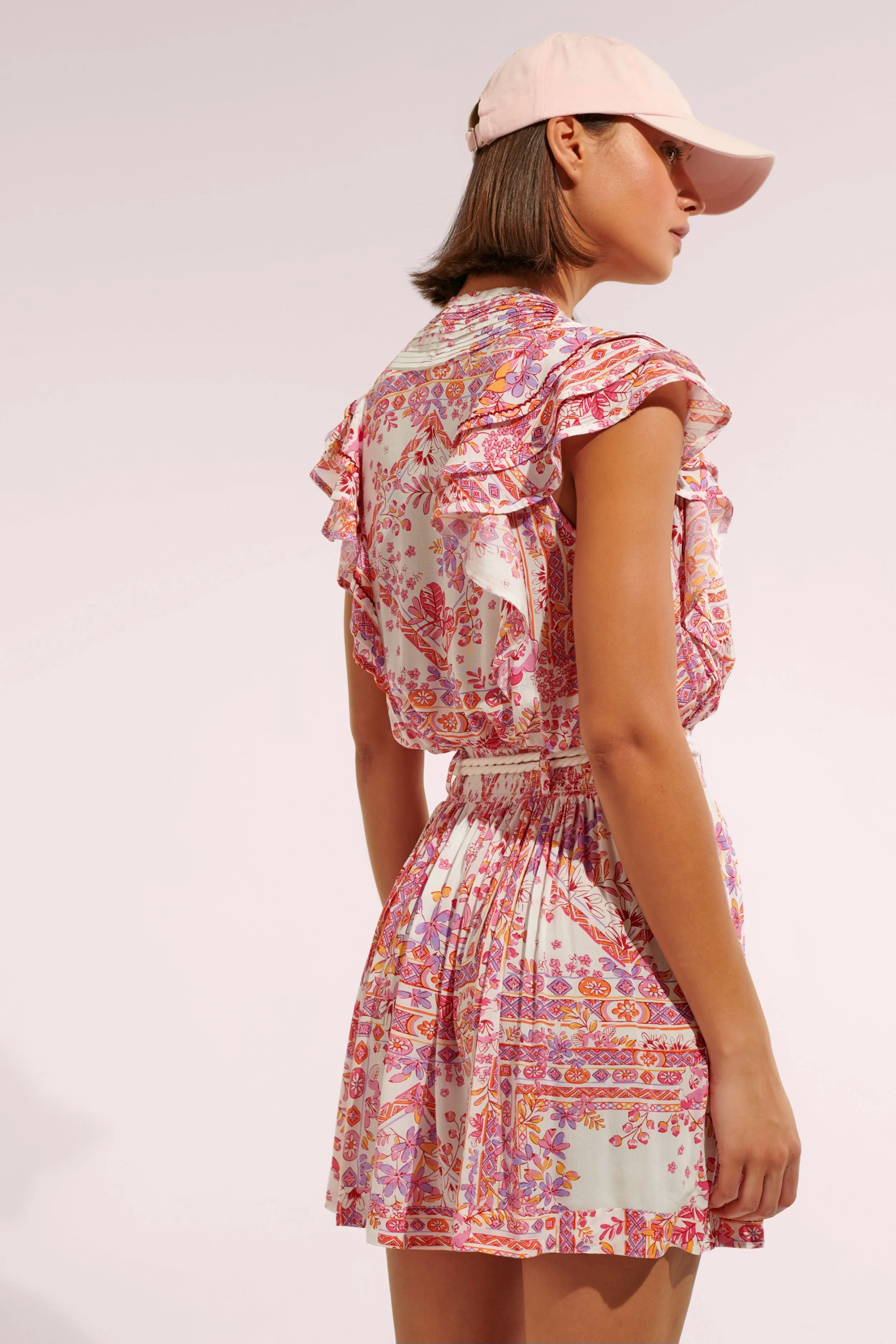 Mini Dress Bice - Pink Foulard sold by Poupette St Barth product image thumbnail 2