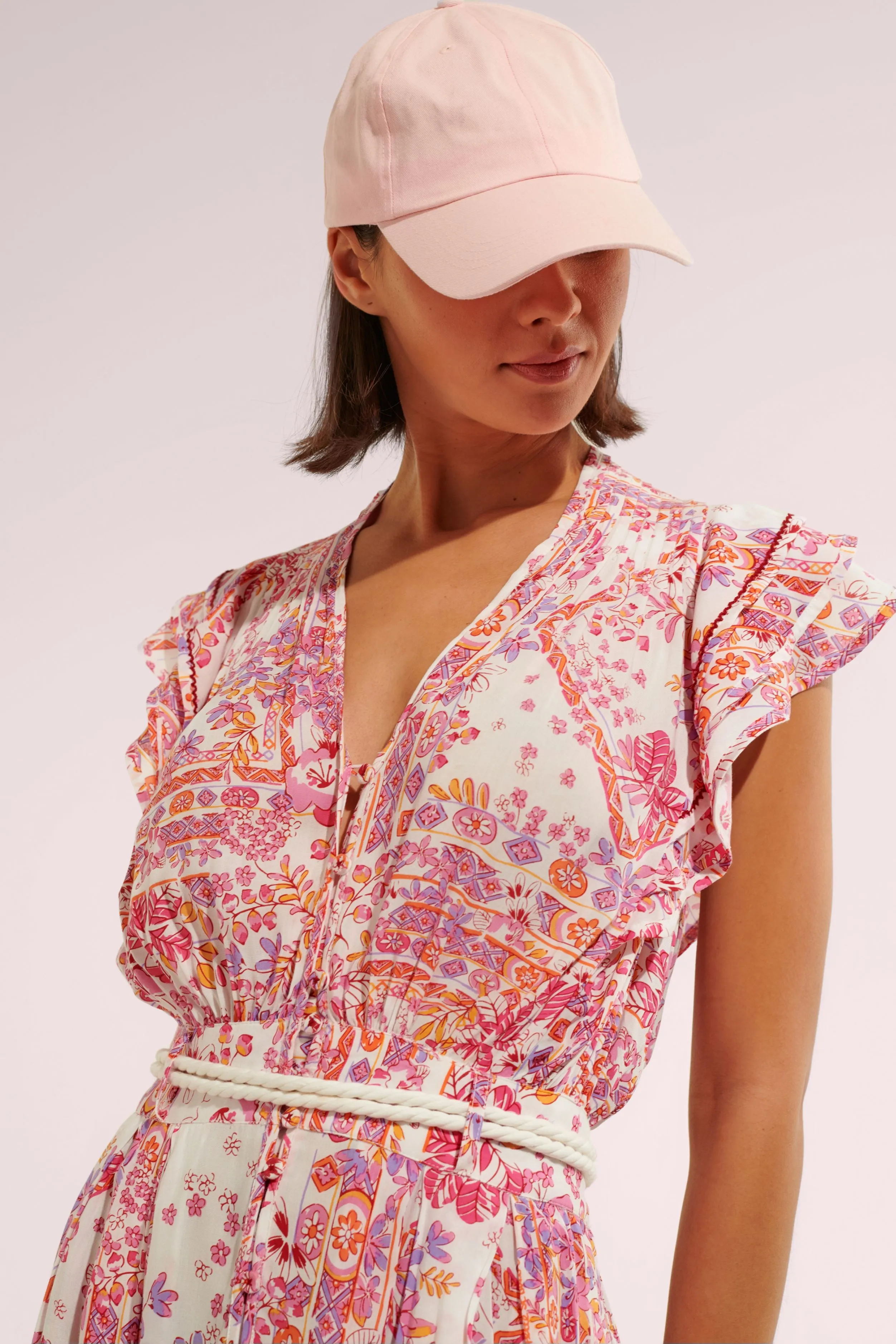 Mini Dress Bice - Pink Foulard sold by Poupette St Barth product image thumbnail 3