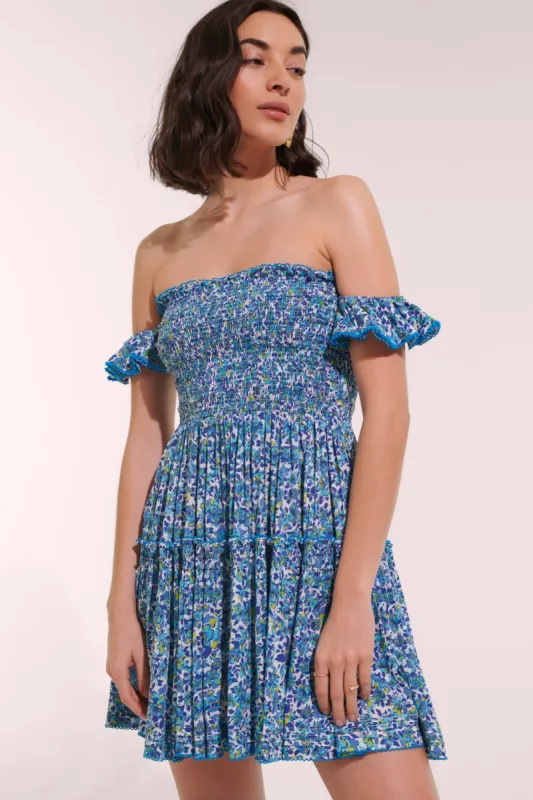 Mini Dress Aurora - Blue Net sold by Poupette St Barth