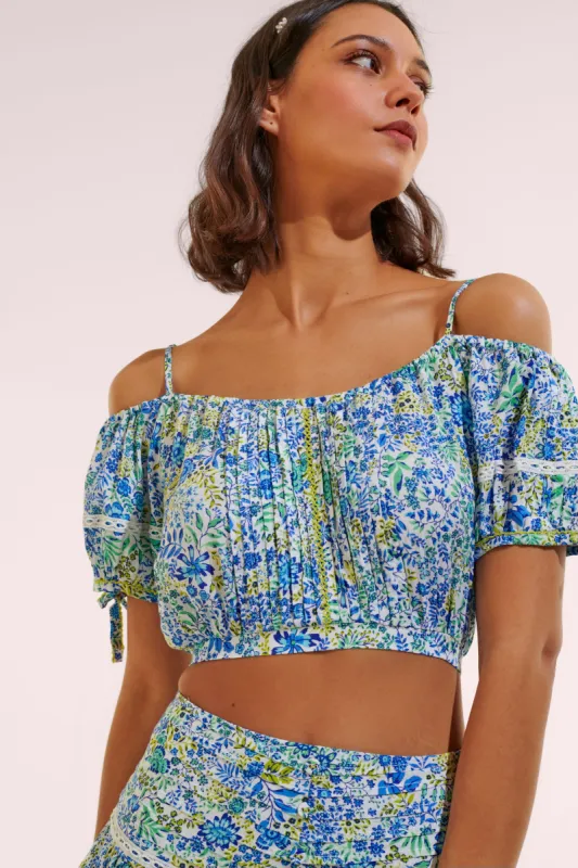 Top Bonny - White Blue Nature sold by Poupette St Barth