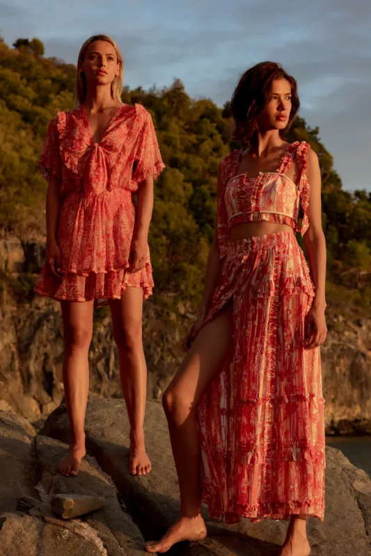 Mini Dress Alyson - Orange Tropical sold by Poupette St Barth