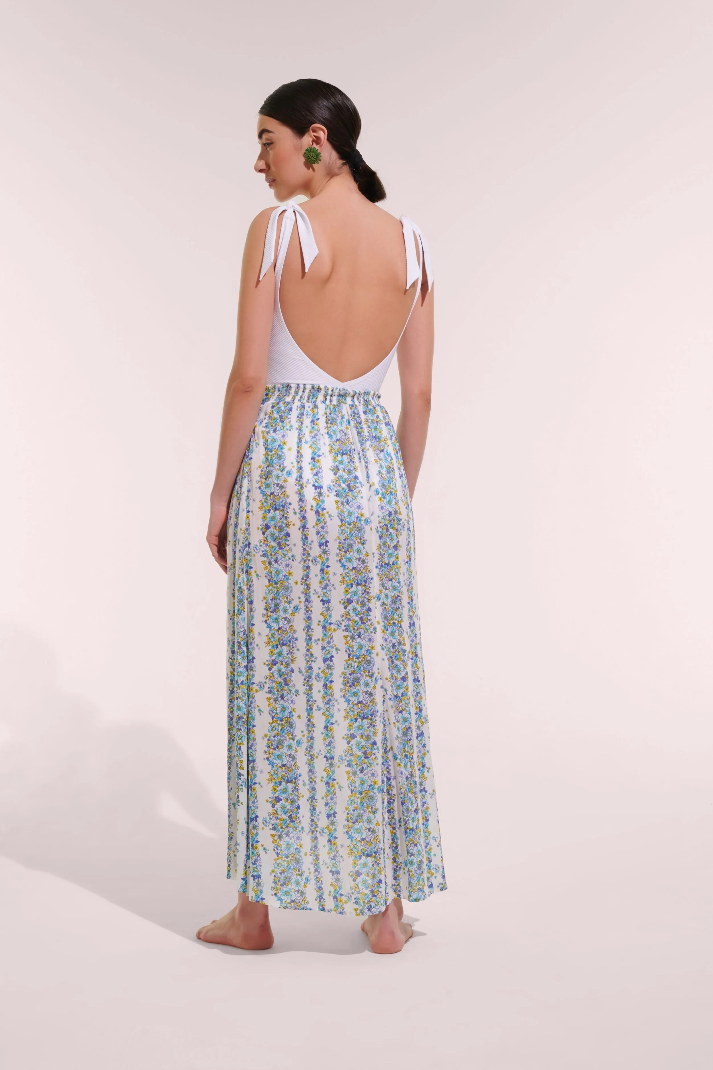 Long Skirt Bilitis - Blue Waves Flowers sold by Poupette St Barth product image thumbnail 2