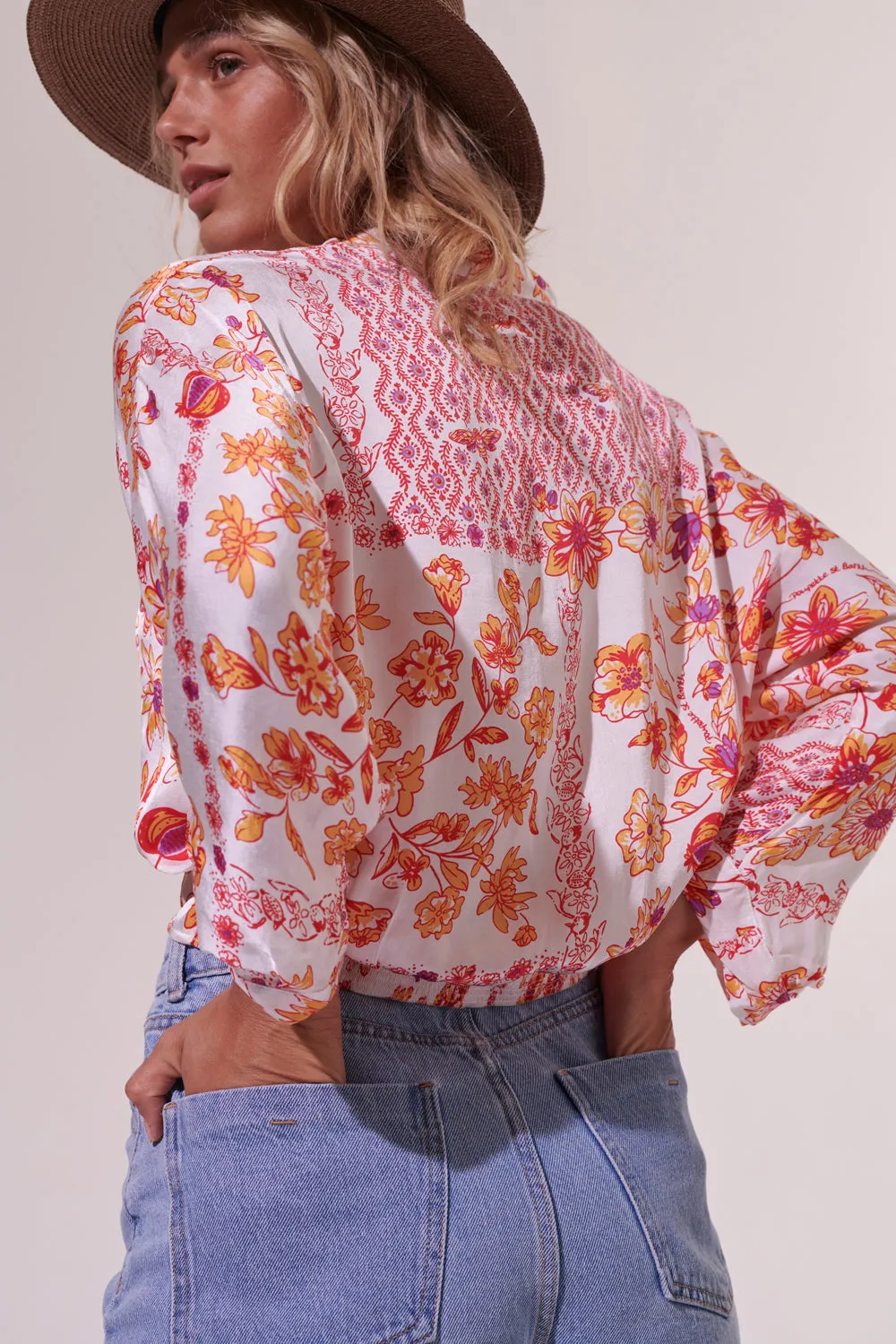 Shirt Azia - White Orange Botanique sold by Poupette St Barth product image thumbnail 3