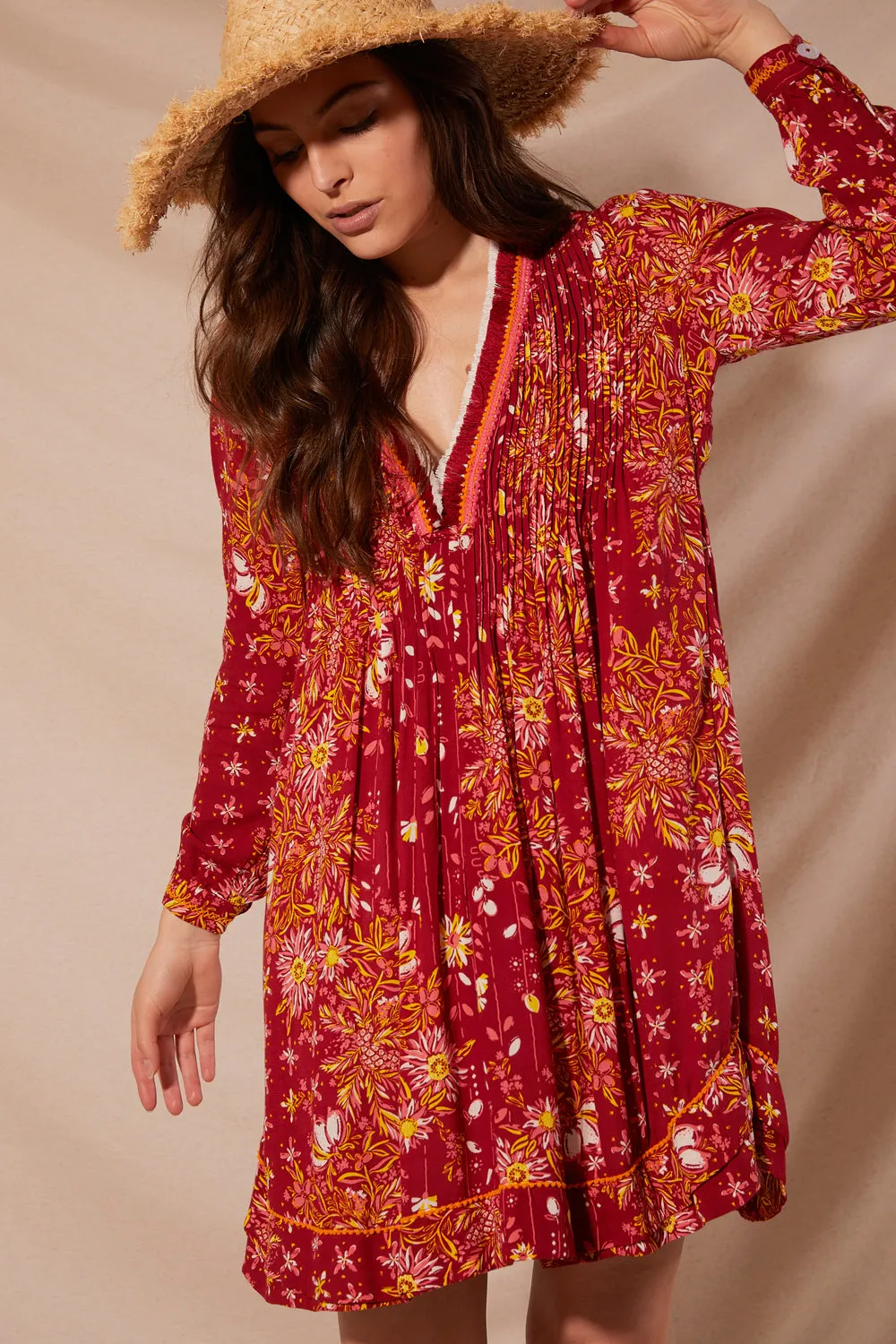 Mini Dress Ola - Red Riviera sold by Poupette St Barth