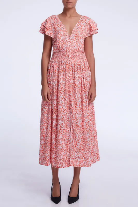 Midi Dress Della - Pink Gerbera sold by Poupette St Barth