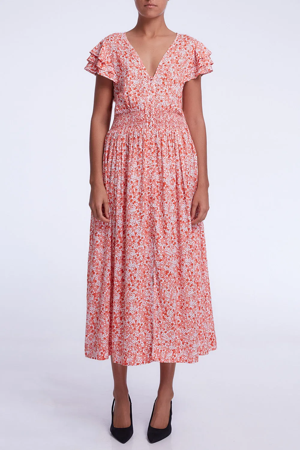 Midi Dress Della - Pink Gerbera sold by Poupette St Barth