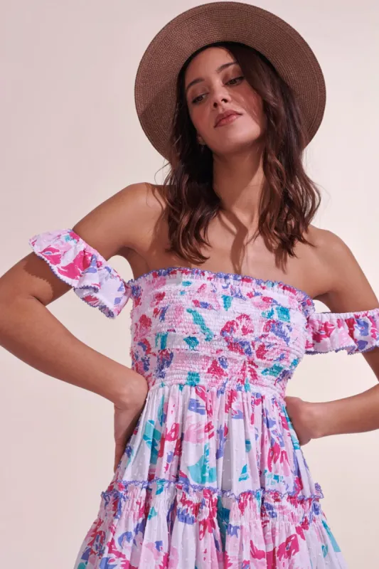 Mini Dress Aurora - Pink Macro Peony sold by Poupette St Barth