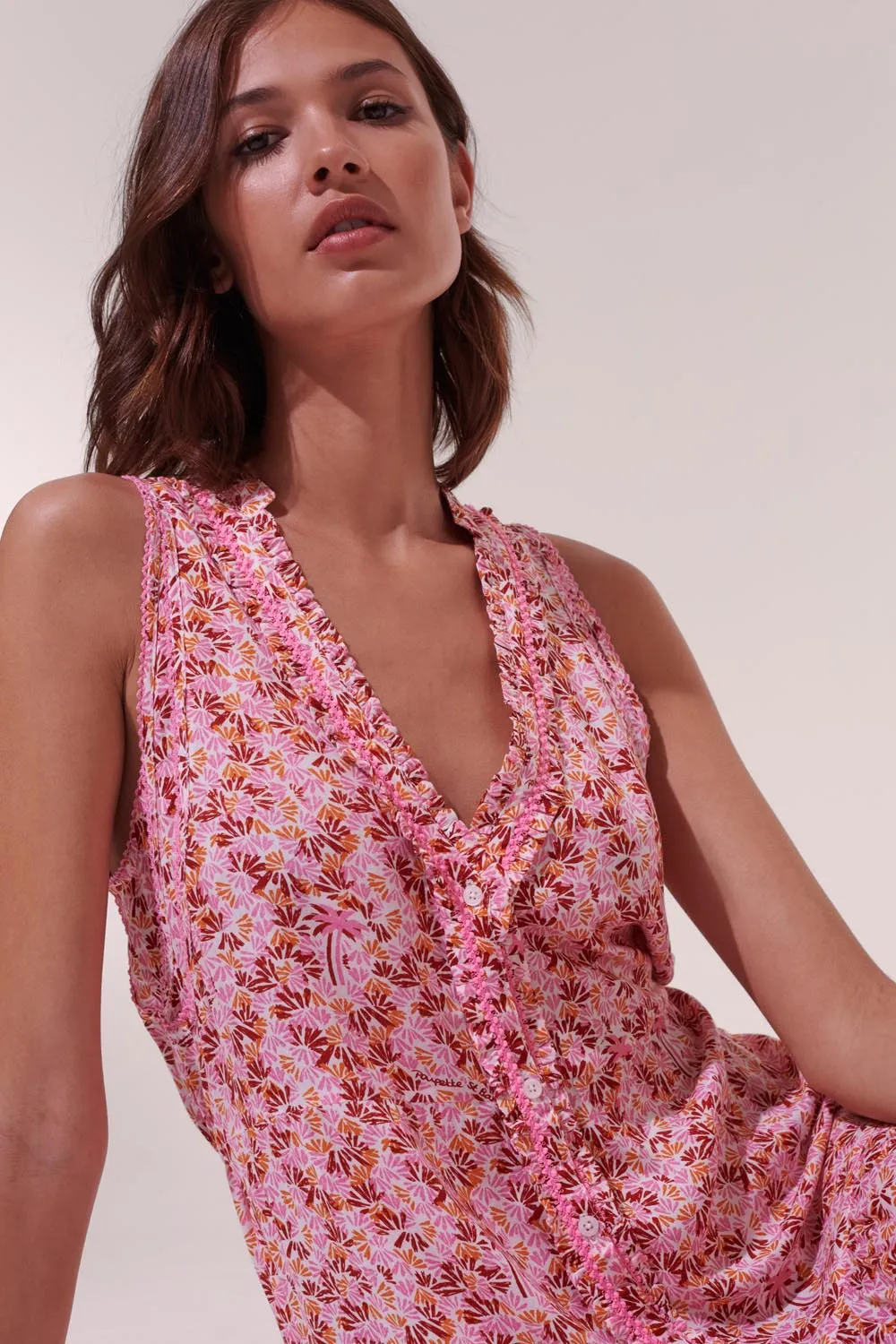 Long Dress Nana - Pink Damask sold by Poupette St Barth product image thumbnail 2