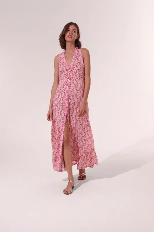 Long Dress Nana - Pink Damask sold by Poupette St Barth