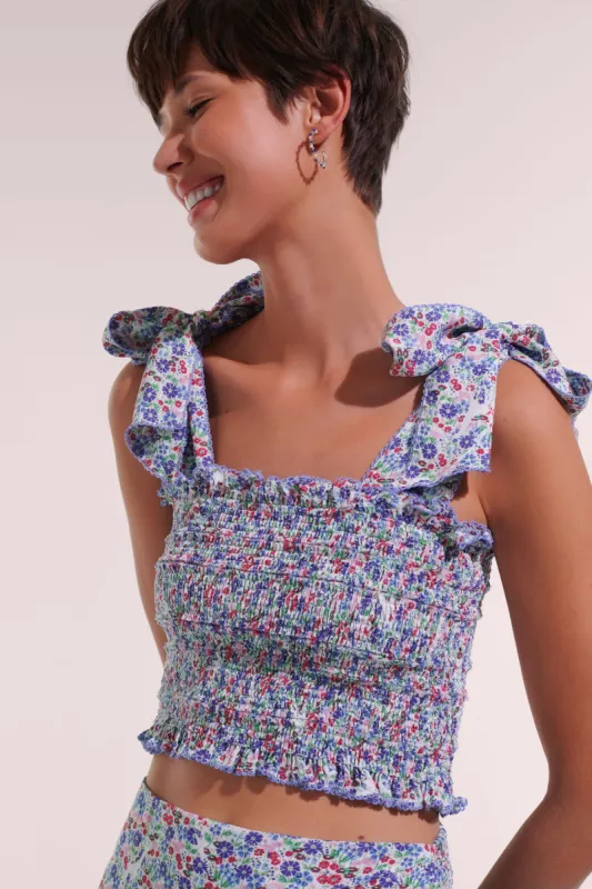 Top Triny - Blue Jardin sold by Poupette St Barth